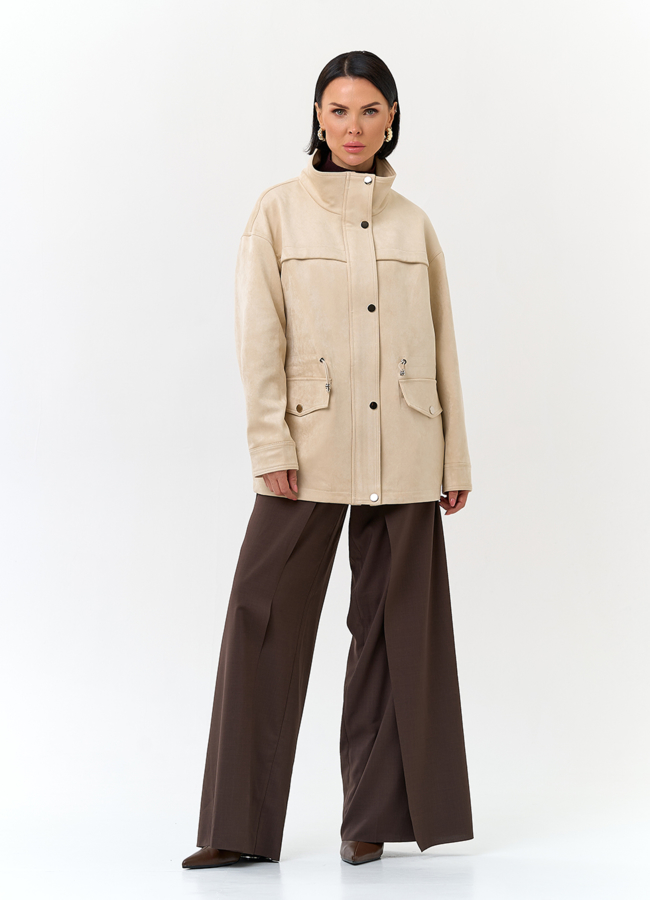 Женская светлая парка из эко замши модель № 32776 в кредит