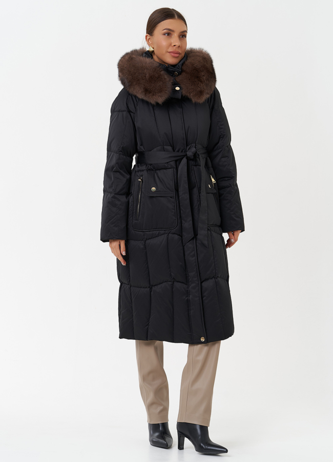 фото Пуховик с капюшоном из меха песца модель № 28848