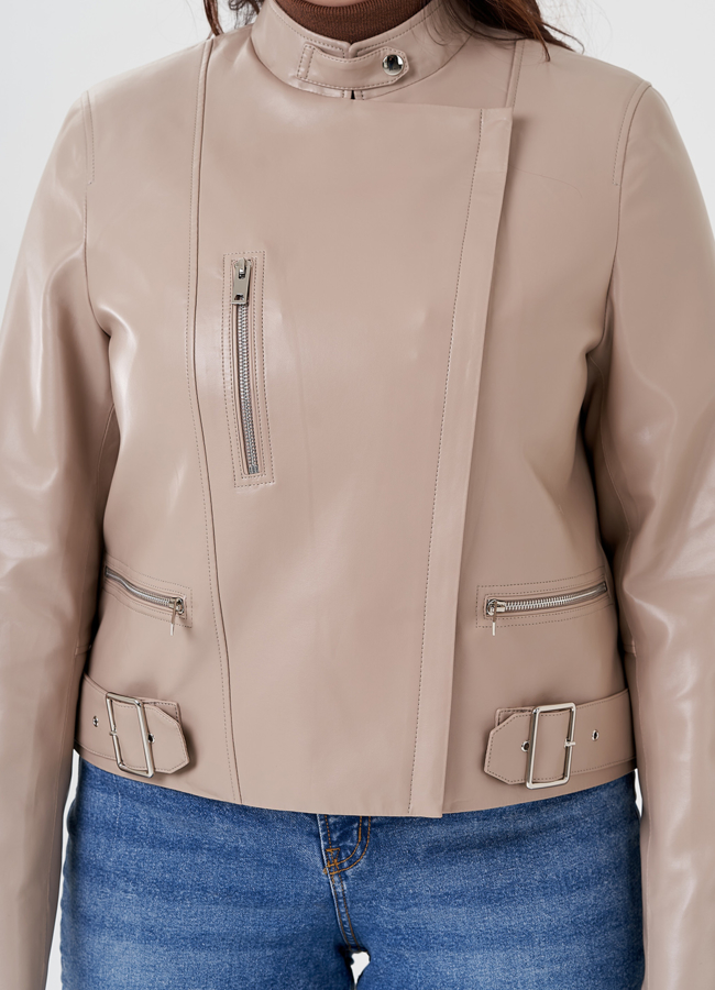 Светлая куртка из эко кожи  модель № 24219 в рассрочку