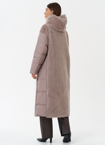 Комбинированное пальто с капюшоном