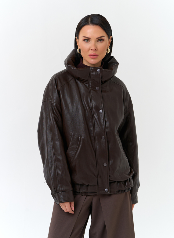 Женская утепленная куртка из эко кожи