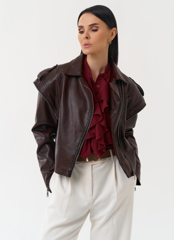 Куртка женская из эко кожи в стиле ретро