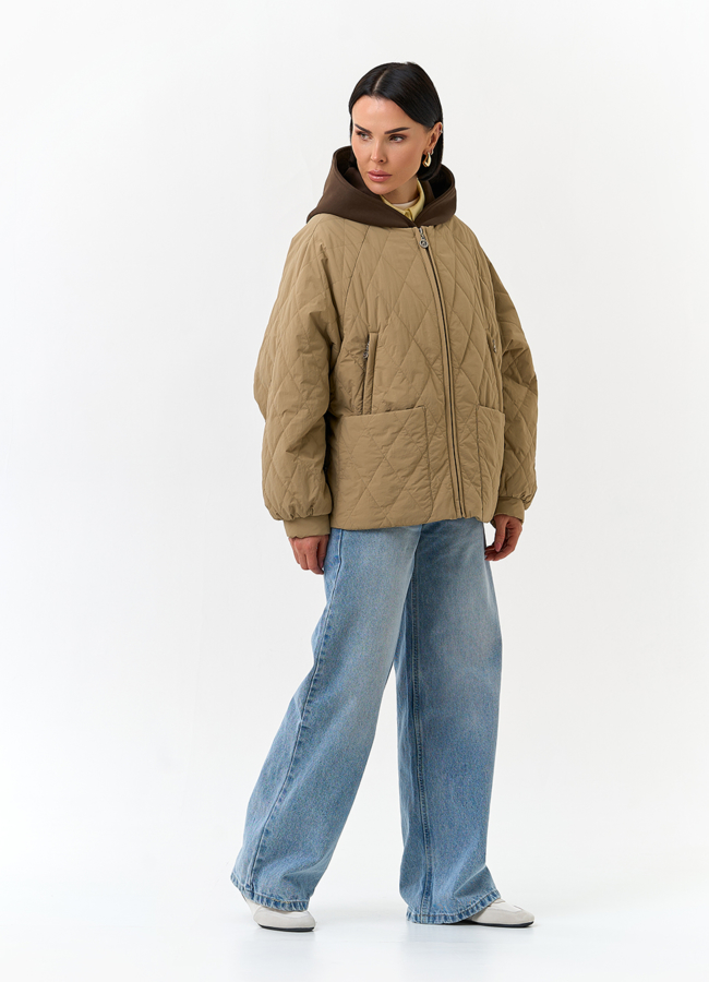 Женская куртка с трикотажным капюшоном модель № 32838 в кредит