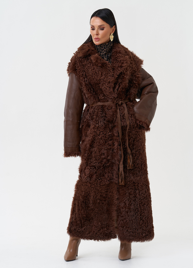 Двухсторонняя натуральная дубленка модель № 28425 универмаг малина