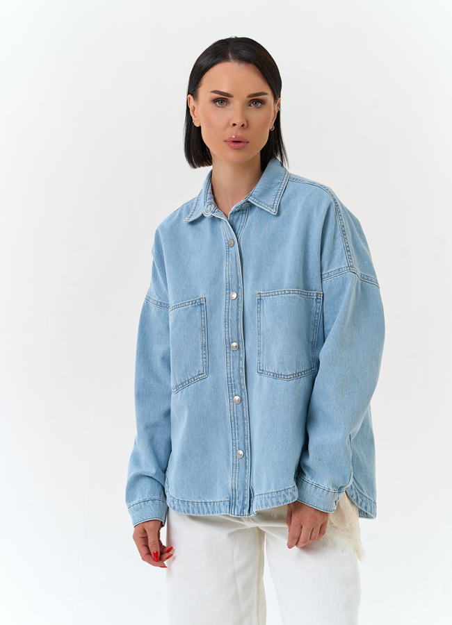 Женская джинсовая куртка рубашка модель № 33129 в рассрочку