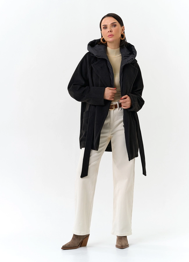 Женское пальто со съемный капюшоном модель № 32698 универмаг малина
