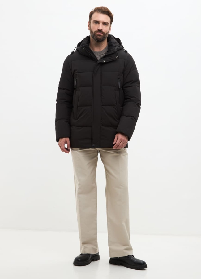 фото Мужской пуховик черного цвета модель № 32035