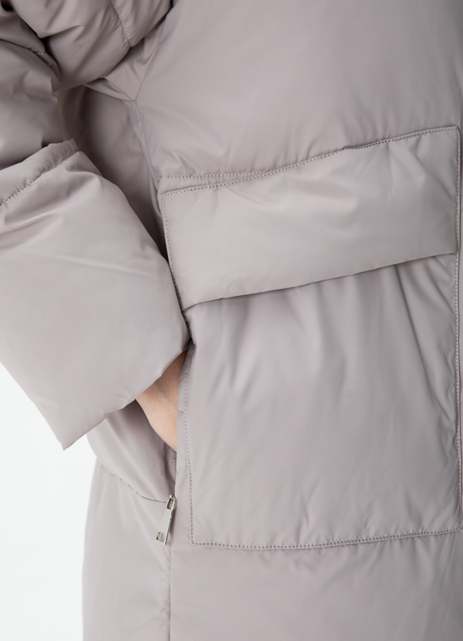 Женский пуховик с капюшоном  модель № 28416 универмаг малина