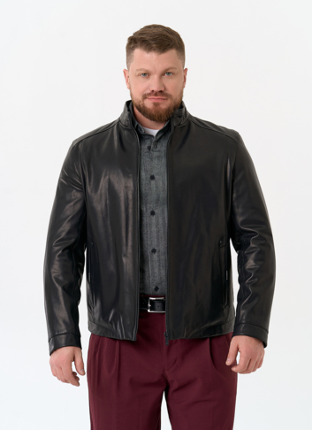 Мужская куртка из натуральной кожи черного цвета