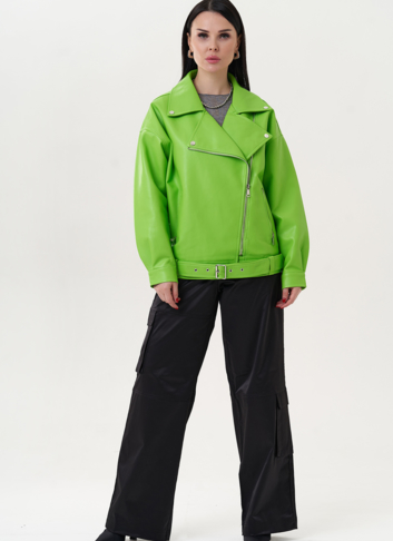 Куртка из эко кожи зеленого цвета