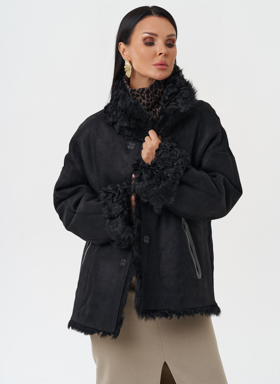 Женская двухсторонняя натуральная дубленка