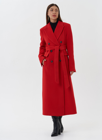 Двубортное пальто с английским воротником