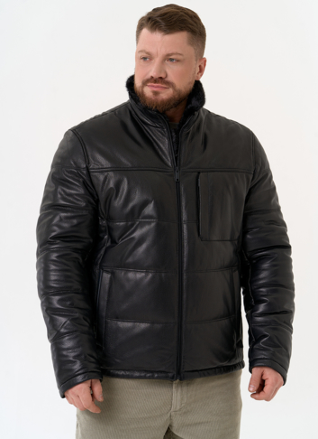 Куртка из натуральной кожи черного цвета