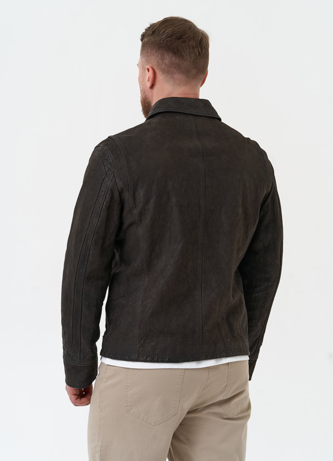 Мужская куртка из натуральной кожи  модель № 30061 универмаг малина