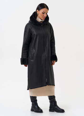 Натуральная дубленка с капюшоном