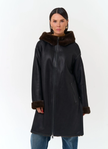 Женская дубленка из эко замши
