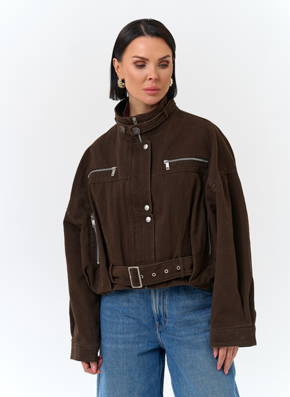 Женская короткая джинсовая куртка