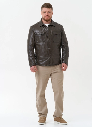 Мужская куртка "рубашка" из натуральной кожи фото