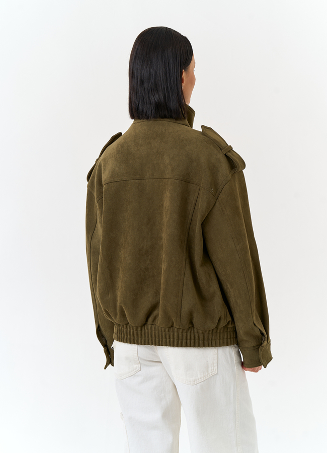 фото Женская куртка бомбер из эко замши модель № 33035