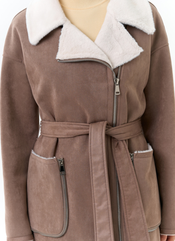 Женская дубленка из эко замши