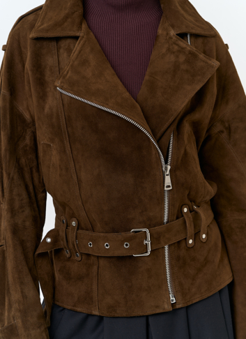 Женская куртка из натуральной замши с поясом