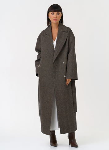 Женское длинное пальто с английским воротником