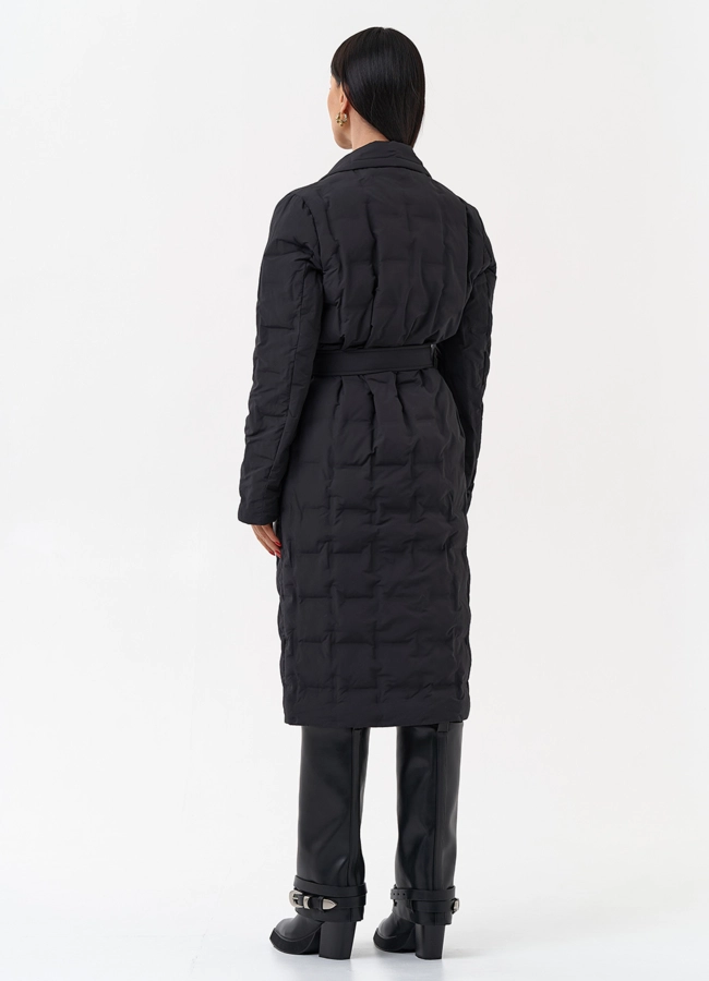 фото Женское утепленное пальто с английским воротником модель № 29900