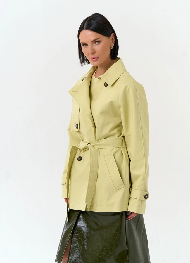 Женский укороченный плащ с поясом модель № 33192 универмаг малина