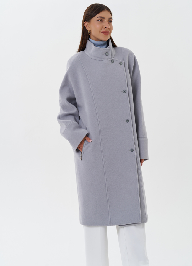 фото Женское пальто серого цвета модель № 27672