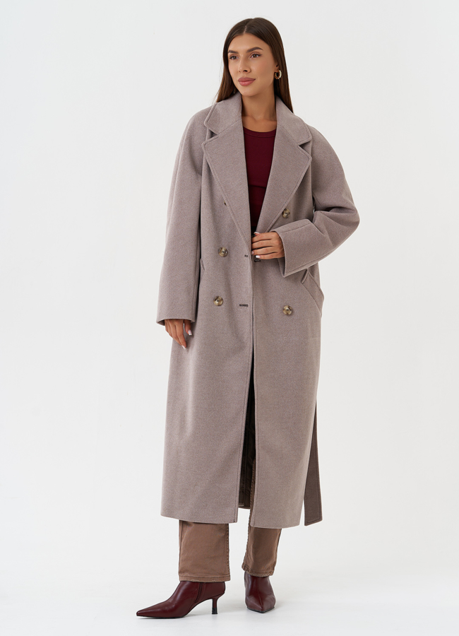 Светлое пальто с английским воротником модель № 28278 универмаг малина